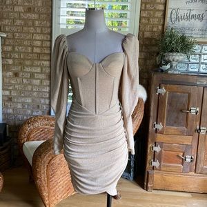MISS CIRCLE CHAMPAGNE SPARKLY BUSTIER DRESS SMALL NEW